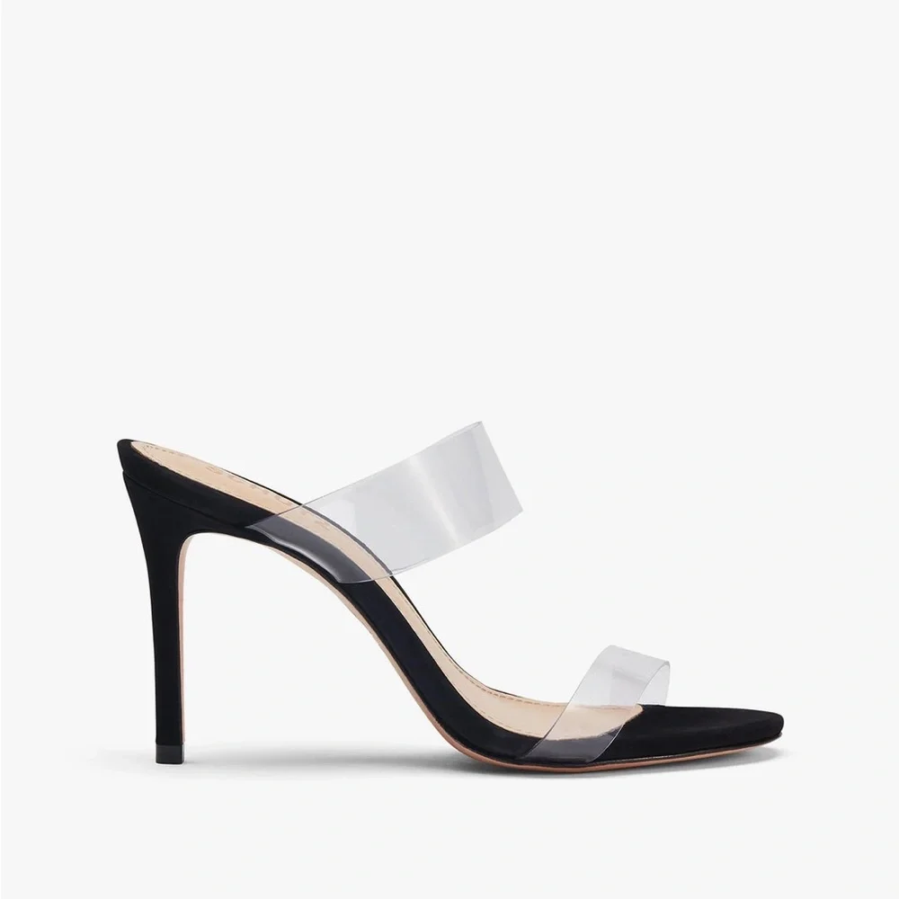 SCHUTZ Black High Heel Sandals with Transparent Straps - Picture 1 of 4